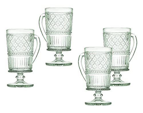 Godinger Glass Coffee Mugs, 12 oz, Green, Set of 4, Claro Collection,