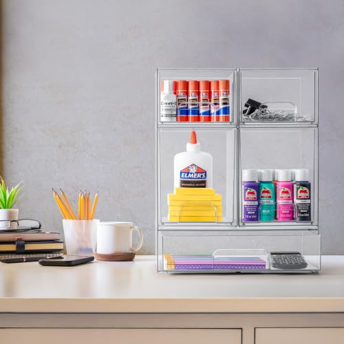 Sorbus Clear Stackable Storage Drawers 5 Pack - Acrylic Organizer Set