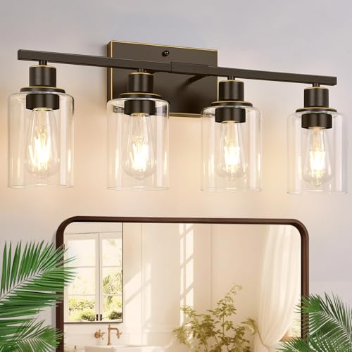 Indoi 4-Light Bathroom Vanity Light Fixture - Oil-Rubbed Bronze & Clear Glass