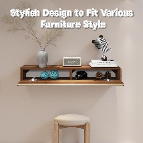 Walnut Floating Solid Wood Console Table 39.37" Wall-Mounted Entryway Shelf