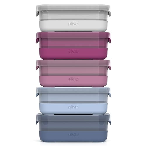 Ello 3.7 Cup Plastic Meal Prep Containers 5 Pack Elderberry Variation