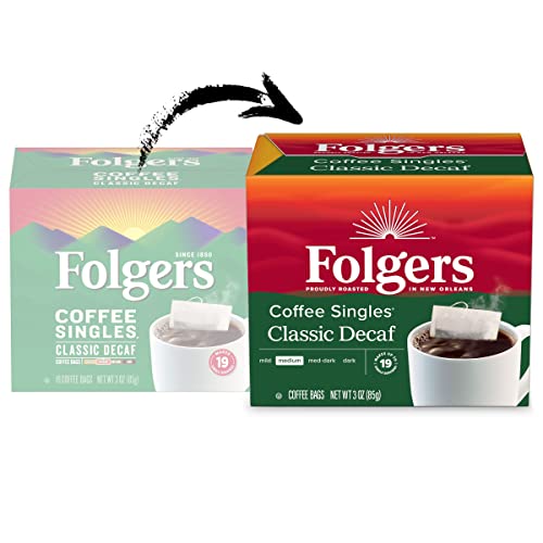 Decaf Coffee Singles - Classic Medium Roast, 19 Count Pack of 6