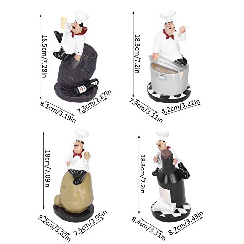 Chef Figurine Set - Rustic Kitchen Decor Statue Gift for Cabinet & Counter
