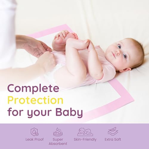 Disposable Baby Changing Pads Pack - Soft Leak-Proof 220 Count, Portable