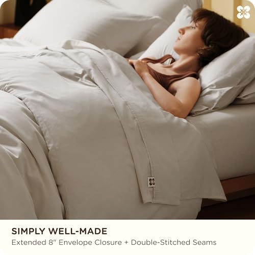 Bedsure Cooling Linen Duvet Cover Set King Size - No Comforter, Natural Bamboo Cotton Blend, Breathable & Hypoallergenic, Ideal for Hot Sleepers