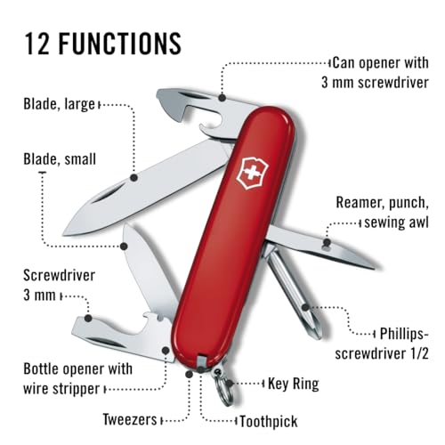 Victorinox Tinker Swiss Army Knife Multipurpose Pocketknife - 12 Functions, Red