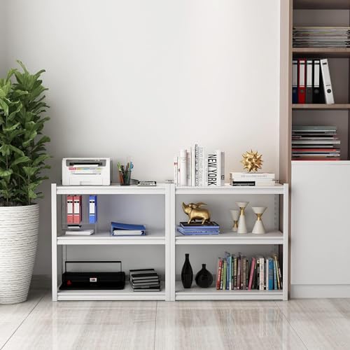 Elitehouse White 3-Tier Heavy Duty Metal Garage Shelving - Adjustable Storage Rack
