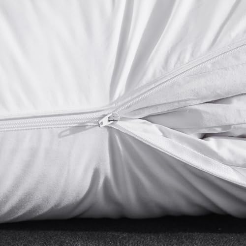 White Adjustable Gusset Goose Feather Pillow Queen Size with Pillowcase - Layered Support