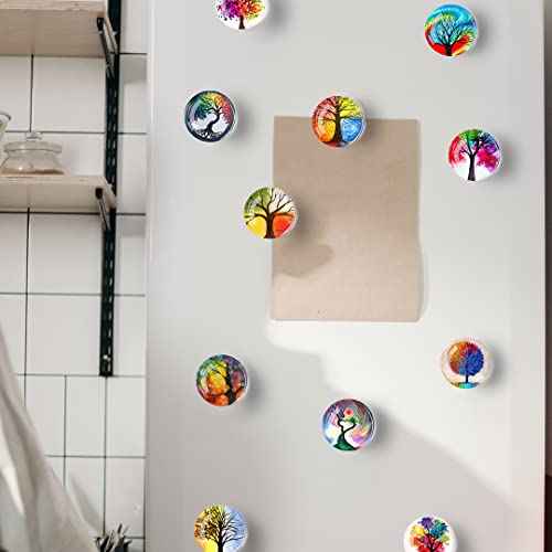 12Pcs Glass Refrigerator Magnet Fridge Sticker£¬Life Tree Crystal Fridge Magnets Decoration for Crafts,Strong Fridge Magnets for Kitchen, School,Office Whiteboard, Cabinet and Dishwasher (Life Tree)
