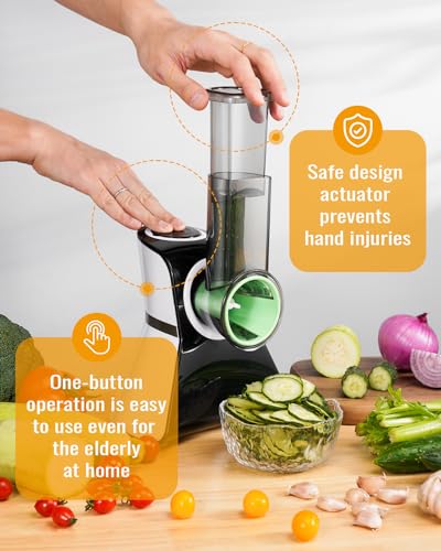 TWOMEOW 5-in-1 Electric Cheese Grater & Salad Maker - Multi-Functional Kitchen Slicer
