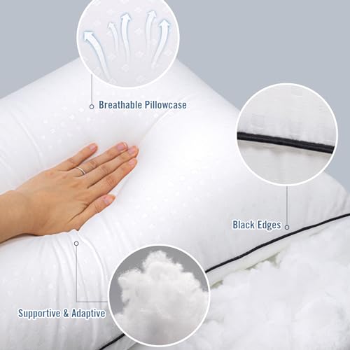 Higoom White Standard Size 4-Pack Hotel-Style Supportive Bed Pillows for Sleeping