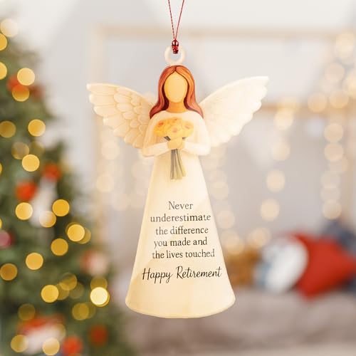 Retirement Angel Ornament 2025 ? Never Underestimate The Difference You Made | Inspirational Angel Figurine Hanging Keepsake ? Happy Retirement Gift for Women & Men
