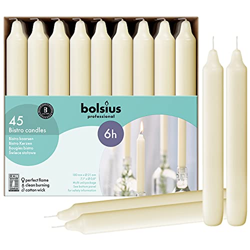BOLSIUS Ivory Household Candles Bulk Pack 45 Count - Unscented