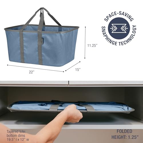 CleverMade Collapsible Laundry Basket 2-Pack - Denim Gray, 50L Capacity