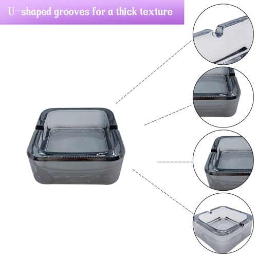 Crystal Glass Square Ashtray, Modern Style, Gray