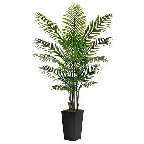 Black 6ft Artificial Palm Tree with Planter - Realistic Faux Indoor Tree
