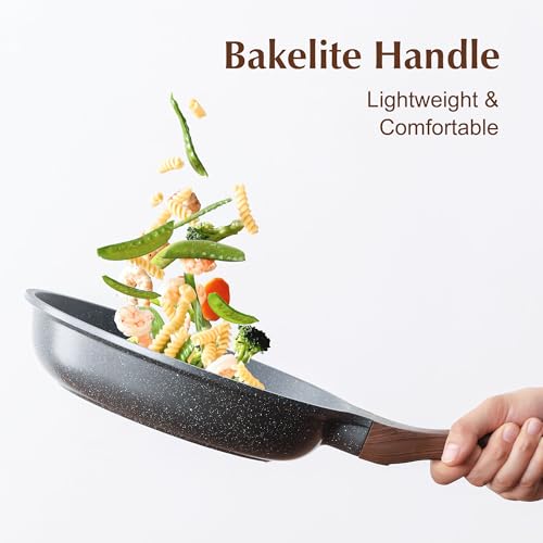 12.5 Inch Nonstick Frying Pan Skillet with Swiss Granite Coating - Gray