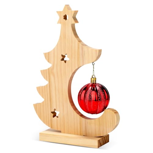 Thyle Chic Wooden Christmas Tree Ornament Holder - Holiday Desktop Decor