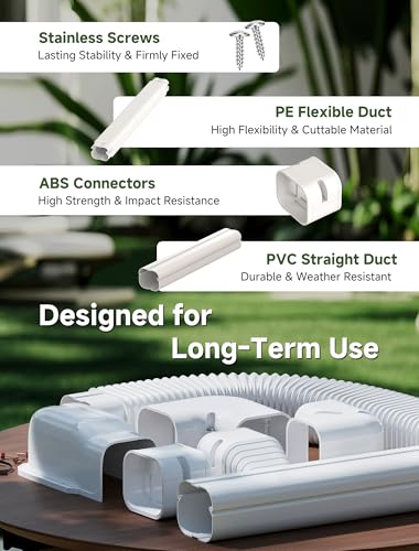 Mini Split Line Set Cover 3" 10Ft with Easy Installation & Instruction - Variation of THIS listing
