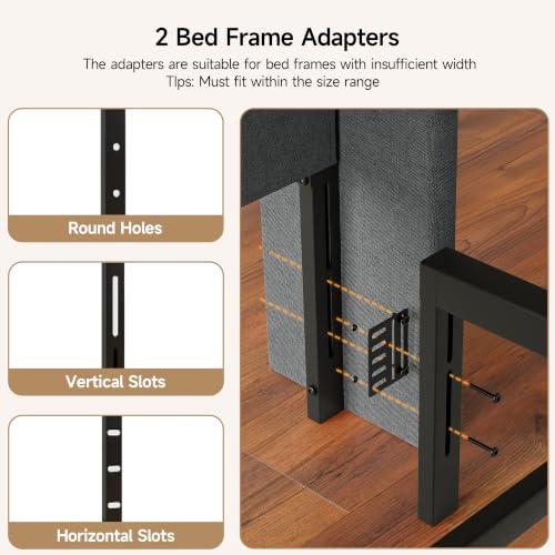 Full Size Upholstered Headboard with Charging Station & Storage Pockets