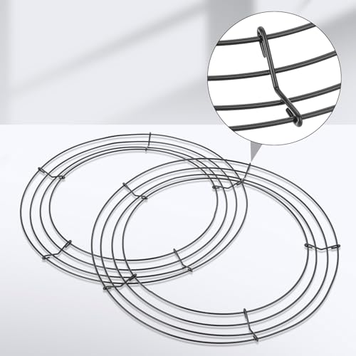2 Pieces 12 Inch Wire Wreath Frame, Metal Round Wreath Form Black Wire Rings for Crafts Christmas Wreaths Tree Garland Floral Flower Arrangements New Year DIY Crafts Supplies and Holidays Decor