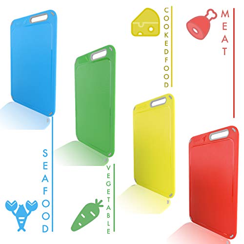 Aichoof Set of 4 Color Coded Cutting Boards with Holder – BPA-Free Kitchen Utensils
