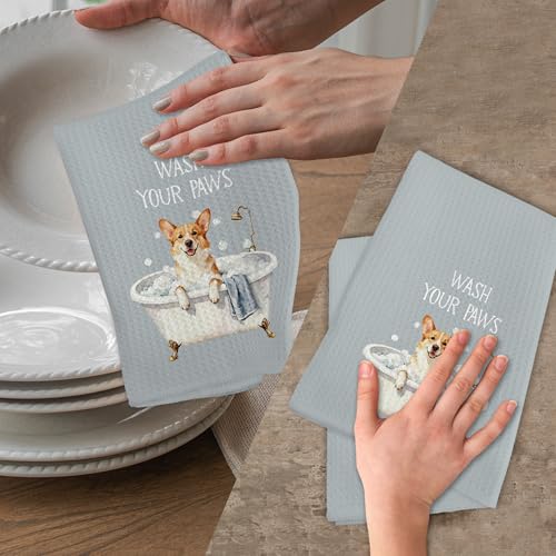 Funny Corgi Dog Hand Towels for Bathroom, Dogs Themed Decorative