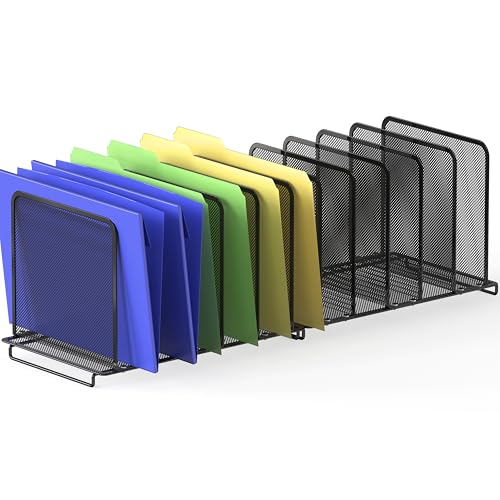 Simple Houseware 2 Pack 11-Section Upright File Organizer, Black | Office Desk Storage