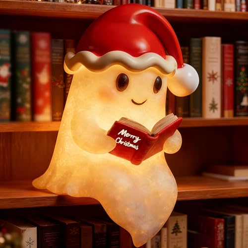 QETRABONE Christmas Ghost Reading Book Lamp - Christmas Ghost Figurine