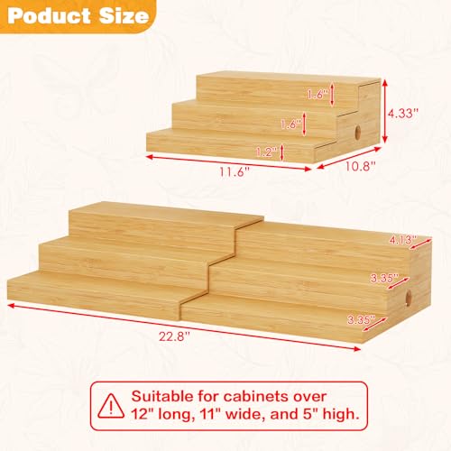 2-Pack Expandable Bamboo Can Organizer for Pantry Display, Holds 48