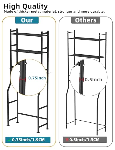 Livilord Black 3-Tier Over Toilet Storage Rack, 64" H, Anti-Tip