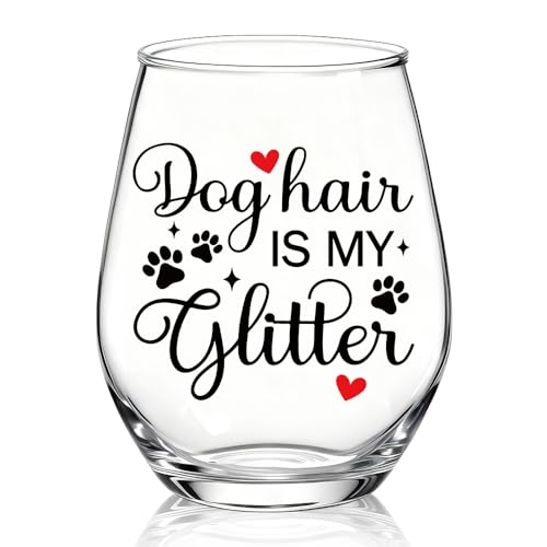 XQLZY Dog Hair Is My Glitter Stemless Wine Glass - Clear004 Gift for Dog Mom, Funny Animal Lover Glass