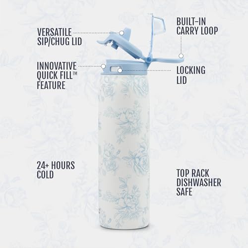 Ello Pop & Fill 32oz Insulated Stainless Steel Water Bottle - Porcelain Rose