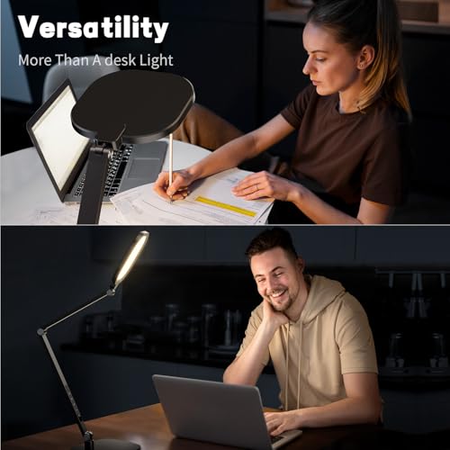 LitONES LED Desk Lamp for Home Office - Black, Adjustable Webcam & Reading Light