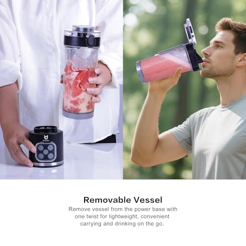 UTALENT Cordless Portable Blender 700W - Ice Crush, 25oz, 4 Modes, USB Rechargeable