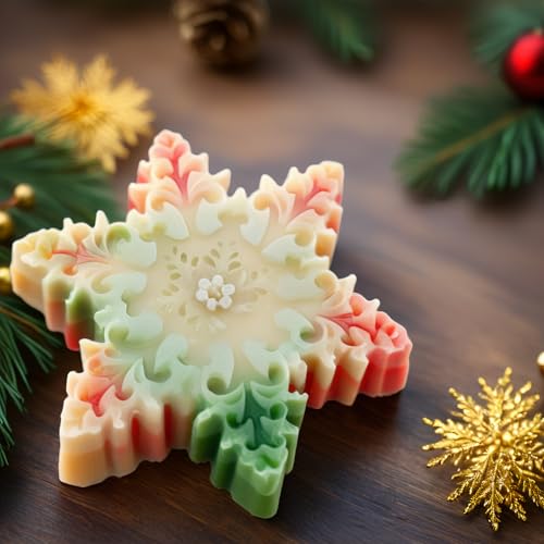 Pink Snowflake Silicone Mold for Christmas Candles Soaps & Chocolates - 4 Pack