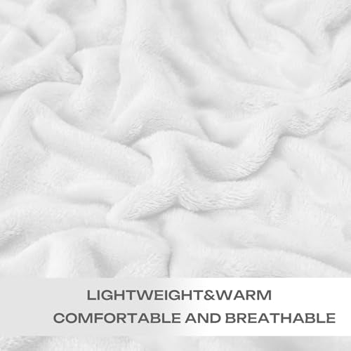 JIAHANNHA White Fleece Plush Throw Blanket 50x60 inches for Couch Sofa Bed