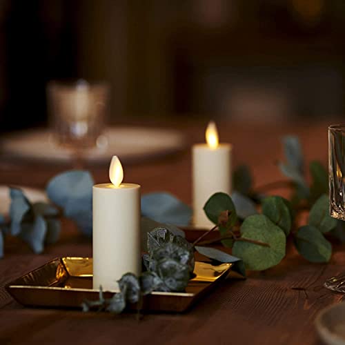 Ivory Flameless LED Votive Candles Set of 2 - Moving Flame, Timer, Remote Ready