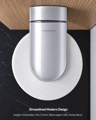 simpletome ONE Hand Paper Towel Holder Under Cabinet Pearl Chrome Silver