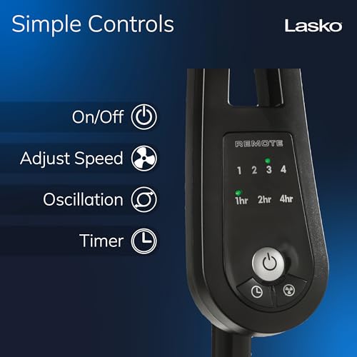 Lasko 20-Inch Oscillating Pedestal Fan with Remote, 4-Speed, Adjustable Height
