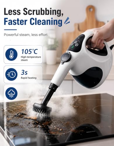 KZTUPJ Handheld Steam Cleaner - Fast 3s Heat, 400ML Tank, Lightweight & Multi-Surface