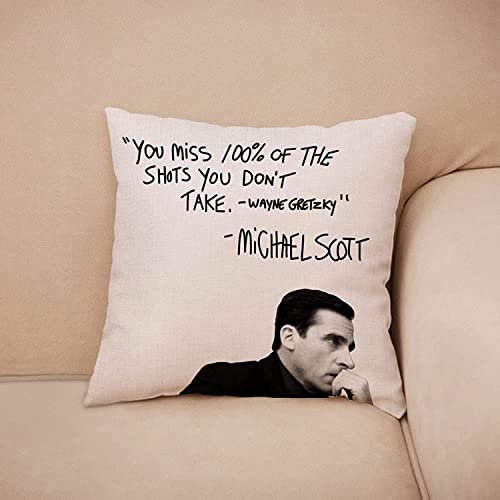 Farmhouse Quote Decorative Throw Pillow Cover, Funny Michael Scott Cushion Case Decor Sign, Seasonal Home Square Pillowcase Sofa Couch Decoration 16x16 for The Office