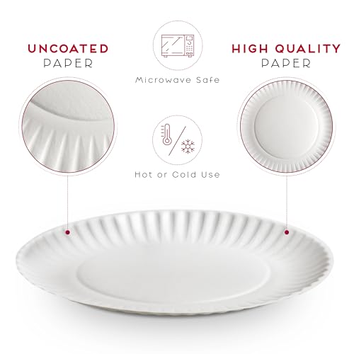 9-Inch Disposable Paper Plates - Bulk Pack of 500 for Parties & Meals - Eco-Friendly Dinnerware