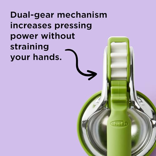Chef'n FreshForce Lime Citrus Juicer Hand Press with Dual-Gear Mechanism, 10.25 Inch, Lime Green