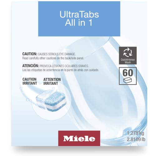 Miele UltraTabs Disinfecting Dishwasher Tablets - Biodegradable, Phosphate-Free, Pack of 60