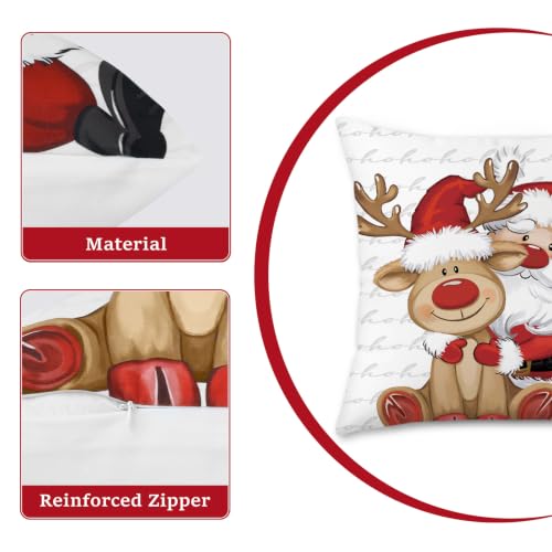 Christmas Velvet Throw Pillow Covers Set of 4 18x18 Inches Holiday Decor