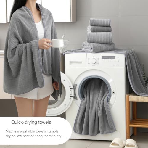 Hailea 18-Piece Family Bath Towel Set Grey - Ultra-Absorbent Quick Dry Towels