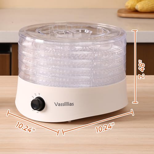 Vassillias White Small Food Dehydrator Dryer for Jerky, Fruits & Herbs