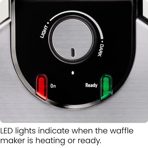 Chefman Stainless Steel 1-Size Rotating Belgian Waffle Maker, Flip Iron with Non-Stick Plates