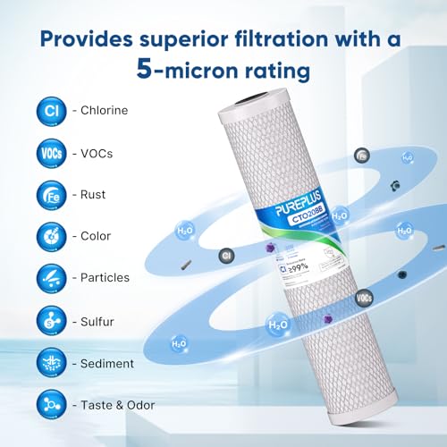 PurePlus Activated Carbon Water Filter - 20x4.5 inch Whole House Filtration System - Variation: Activated Carbon Water Filter